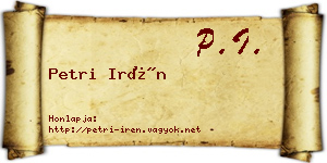 Petri Irén névjegykártya